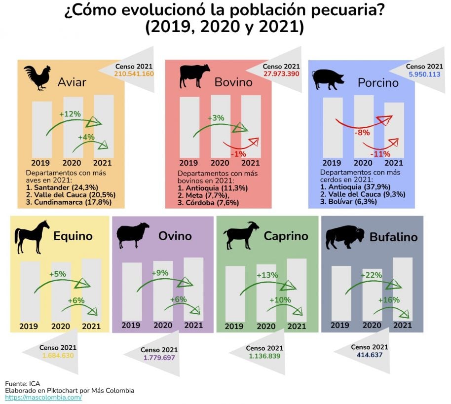 Colombia tiene un mayor inventario pecuario, pero la ganadería está perdiendo peso relativo 2 grafica evolucion pecuaria 2019 2021