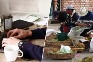 trabajador independiente, trabajo remoto, agricultores, campesinos colombianos, plaza de mercado, trabajadores independientes en Colombia, Más Colombia