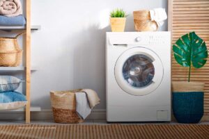 lavadora y secadora, lavadora, secadora, plantas, decoración, canastas, Más Colombia
