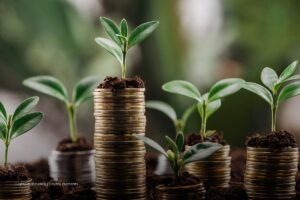 Crecimiento verde, crecimiento económico, monedas, plantas, tierra , Más Colombia
