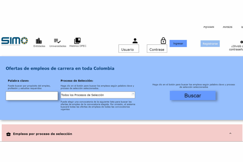 Ofertas laborales en el Ministerio de Trabajo, SIMO, Más Colombia