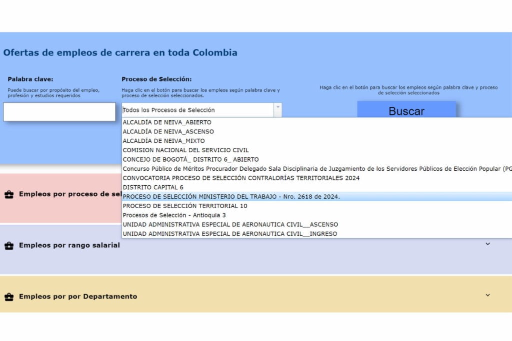 Ofertas laborales en el Ministerio de Trabajo, SIMO, proceso de selección CNSC, Más Colombia