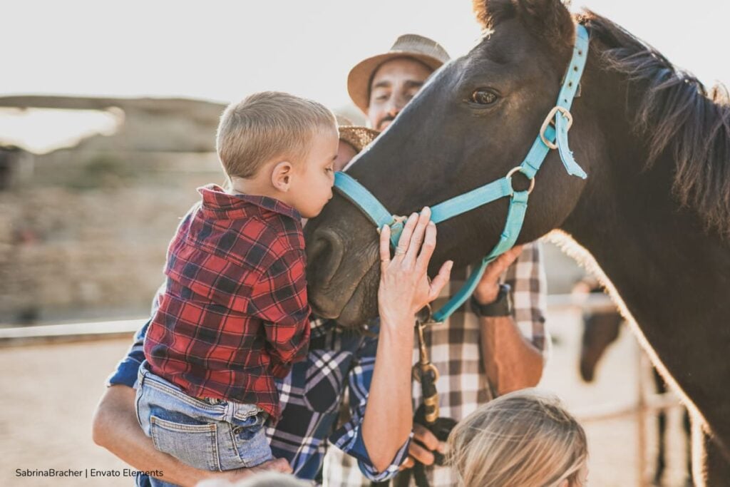 La Ley Empatía es una realidad: ahora colegios deberán enseñar protección y bienestar animal 4 Ley Empatía, educación sobre protección animal, Niños dándole cariño a caballo, Más Colombia