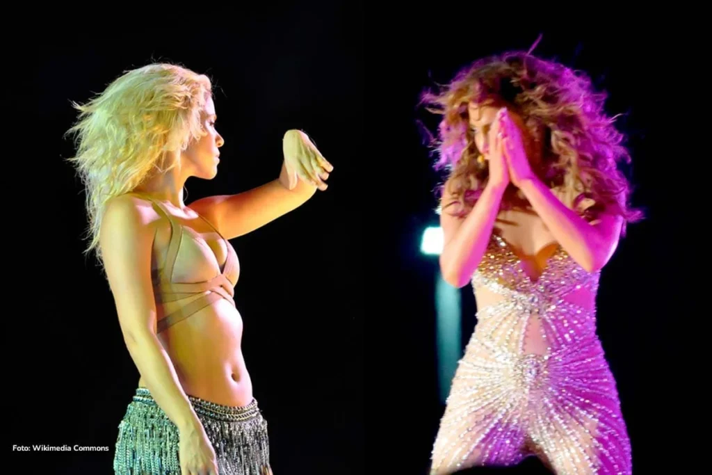 Shakira y Jennifer López bailando en el show de medio tiempo del Super Bowl 2020