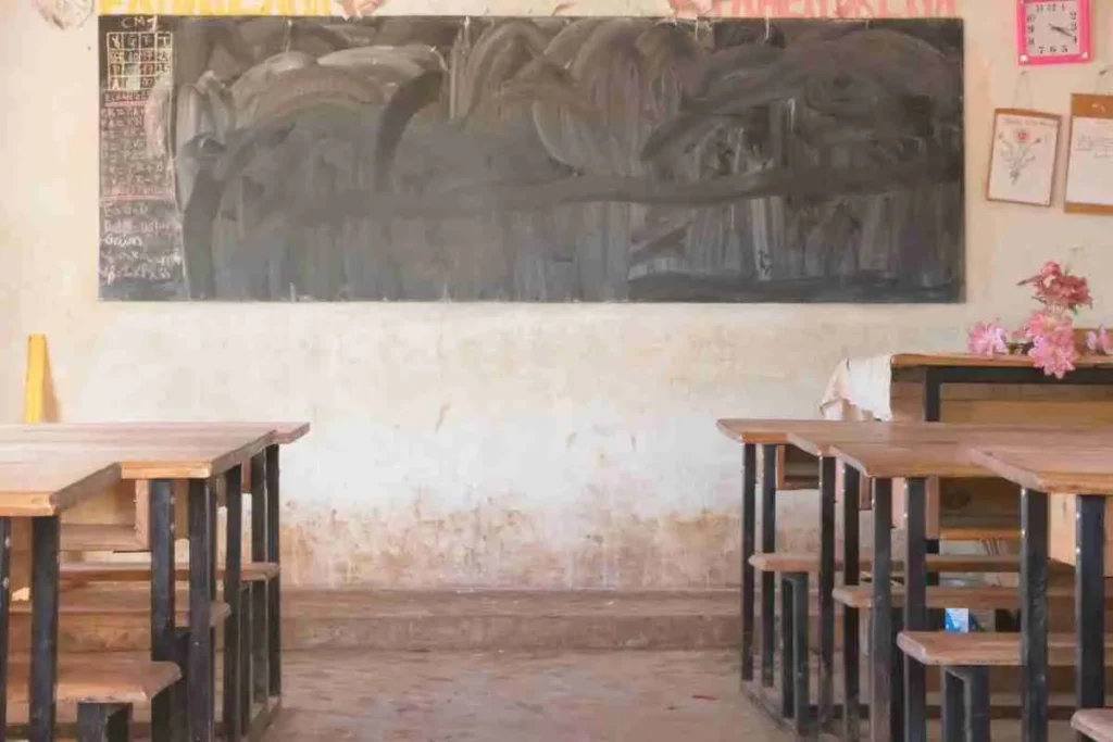 Abandono escolar en América Latina: el 35% de los jóvenes no termina el colegio y el ascensor social se rompe 3 Aula de clase vacía en primer plano