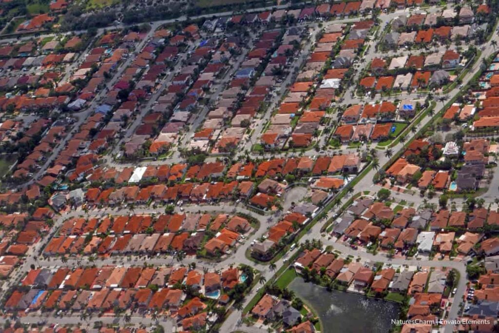 diversidad geográfica, estilo de vida, Vista residencial en zona de Miami, Más Colombia
