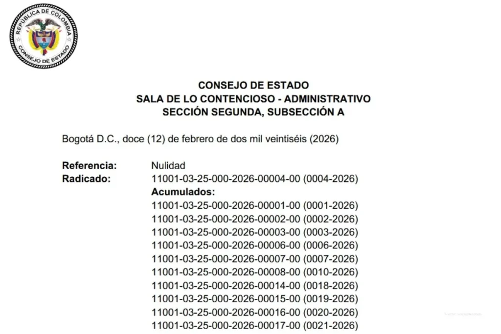 Suspensión del decreto de salario mínimo 2026 desata choque político y obliga a nuevo cálculo técnico 2 Documento oficial del Consejo de Estado que formaliza la suspensión del decreto de salario mínimo 2026 y fija plazo para nuevo acto administrativo.