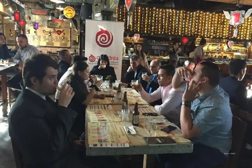 Inflación de enero en 2026: por qué el ‘corrientazo’ y el transporte anticipan meses más caros 4 inflación de enero en 2026. Personas consumen bebidas y alimentos en un bar de Bogotá durante una reunión social