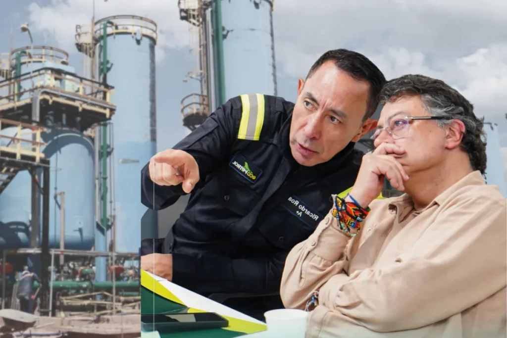 Imagen que muestra al presidente Gustavo Petro y al presidente de Ecopetrol, Ricardo Roa, en medio del debate sobre la política energética y el petróleo.