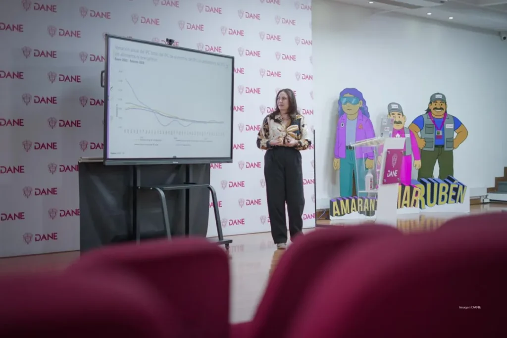 Del corrientazo al transporte: los gastos que más están subiendo el costo de vida en Colombia 3 Funcionaria del DANE presenta datos del IPC en Colombia durante informe sobre el aumento del costo de vida en 2026.