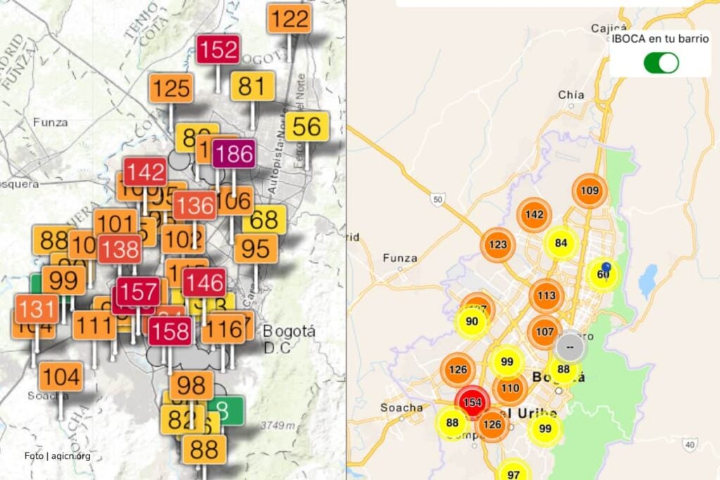La calidad del aire en Bogotá no está en su mejor momento: existen varias zonas afectadas y podría estar afectando la salud 2 calidad del aire en Bogotá, Mapa de la calidad del aire en Bogotá, Más Colombia