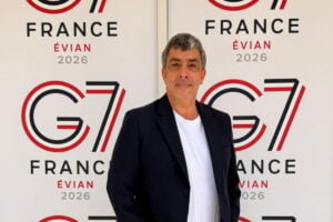 El periodista y activista de derechos humanos Fernando Morales-de la Cruz en la Cumbre de Líderes del G7 en Évian, Francia.
