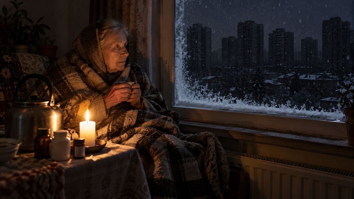 La ONU documentó que Rusia arma a niños de 14 años y engaña a extranjeros para el frente: 400 casos de persecución a exiliados 1 Mujer mayor envuelta en mantas junto a una vela en un apartamento sin electricidad durante el invierno