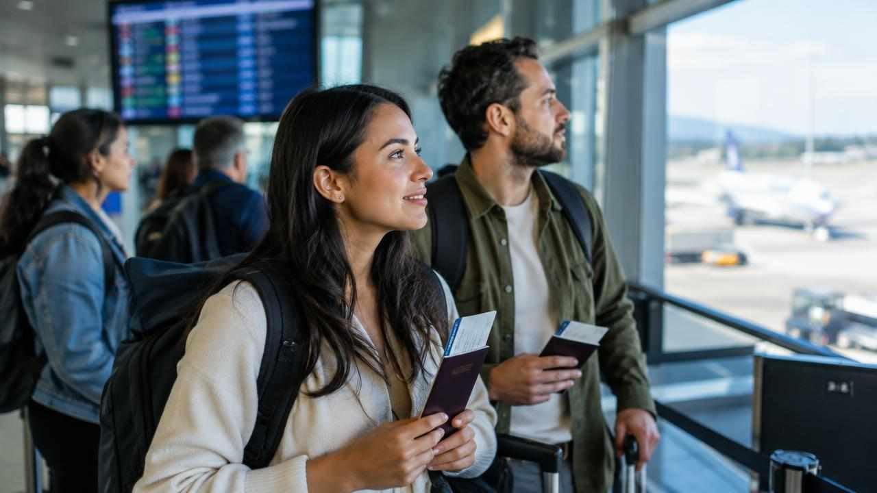 Requisitos para viajar a Israel desde Colombia: sin visa, con autorización electrónica aprobada 1 Viajeros colombianos en la zona de embarque de un aeropuerto