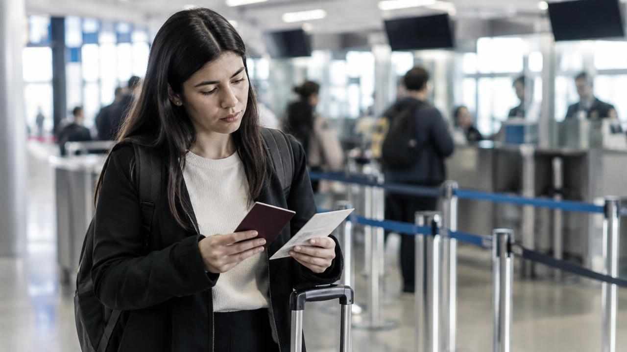 Requisitos para viajar a Polonia desde Colombia: sin visa hasta 90 días y con documento de viaje válido 1 Viajero colombiano revisa documentos de entrada en un aeropuerto
