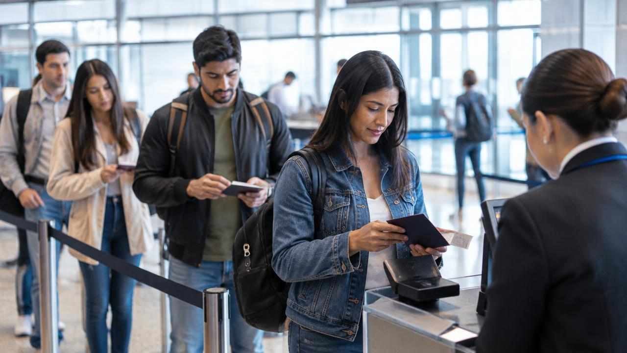 Requisitos para viajar a Portugal desde Colombia: sin visa, con pasaporte y solvencia económica 1 Viajeros revisan sus pasaportes y documentos en un aeropuerto