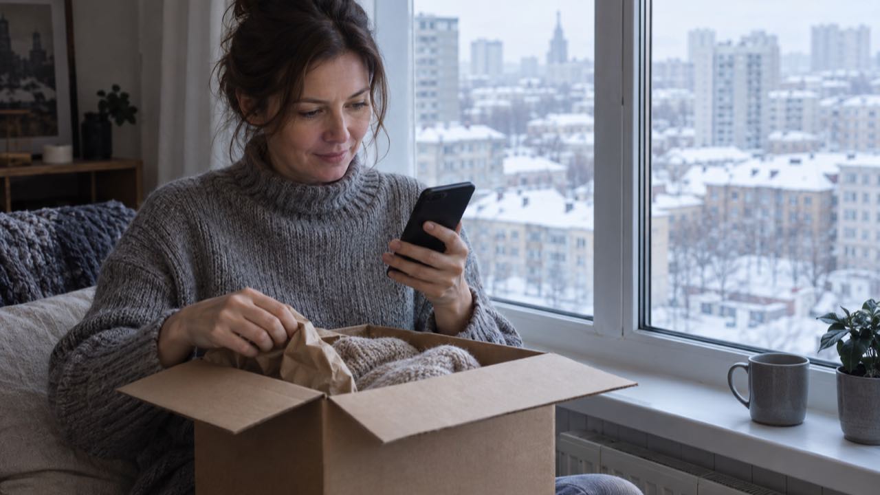 El Gobierno de Rusia propone gravar hasta con 22 % intereses y dividendos: el cambio alcanzaría a 4 millones de ciudadanos 1 Una mujer abre una compra en línea en un apartamento de Moscú en invierno.