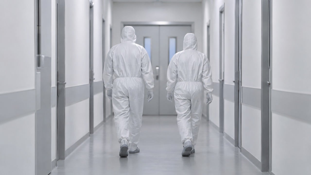 El Ministerio de Salud de Kenia confirmó su primer caso de ébola: un viajero del Congo murió en Nairobi y rastrean a 55 personas 1 Trabajadores de salud con trajes de protección caminan por el pasillo de un centro de aislamiento.