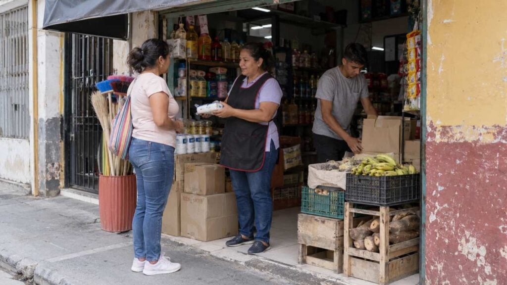 Trabajadores colombianos durante una jornada en una calle comercial
